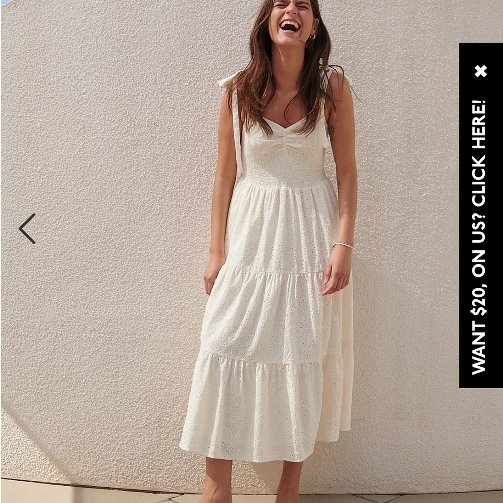 Eyelet Lucie Tie-Strap Tiered Midi Dress